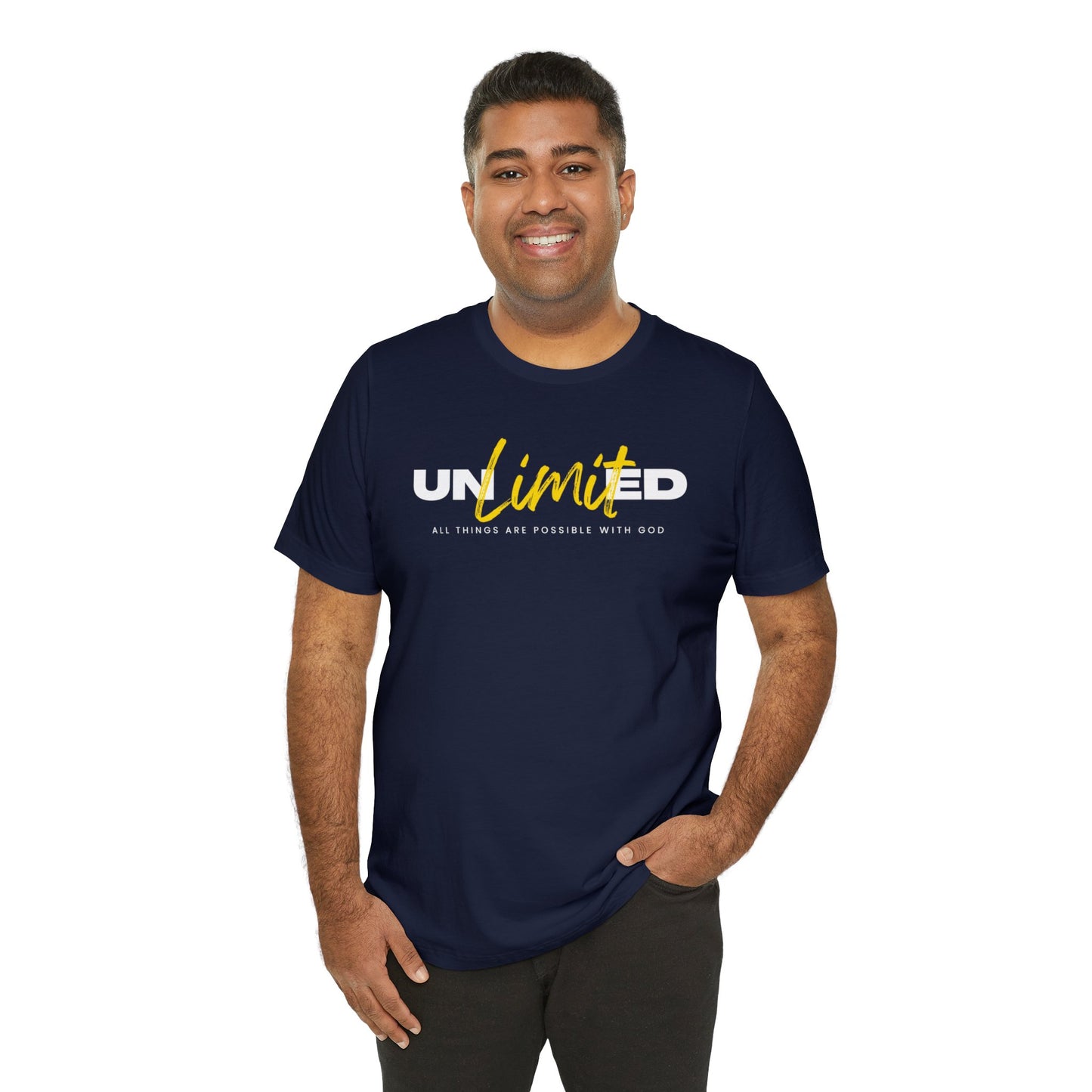 UNLIMITED ALL THINGS ARE POSSIBLE WITH GOD Unisex Jersey Short Sleeve Tee