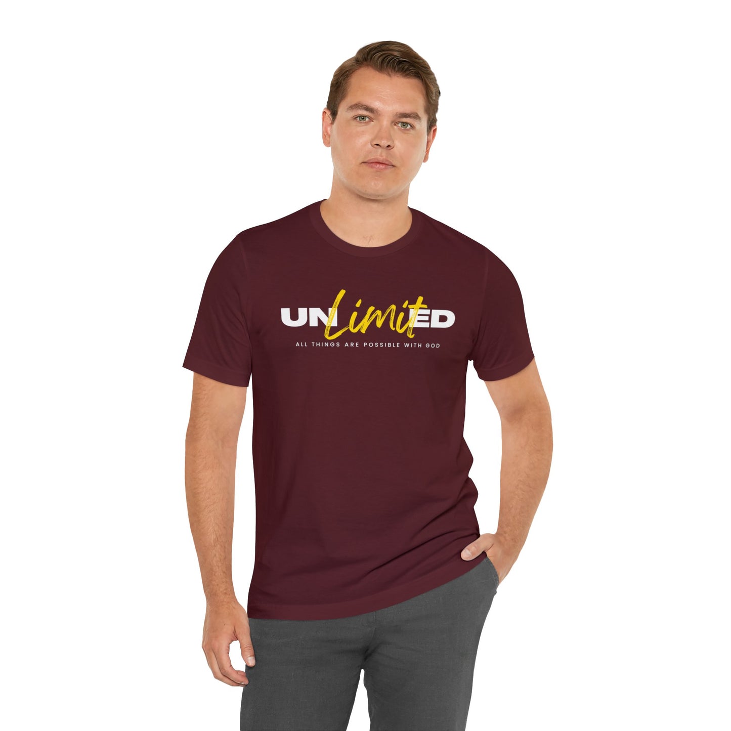 UNLIMITED ALL THINGS ARE POSSIBLE WITH GOD Unisex Jersey Short Sleeve Tee