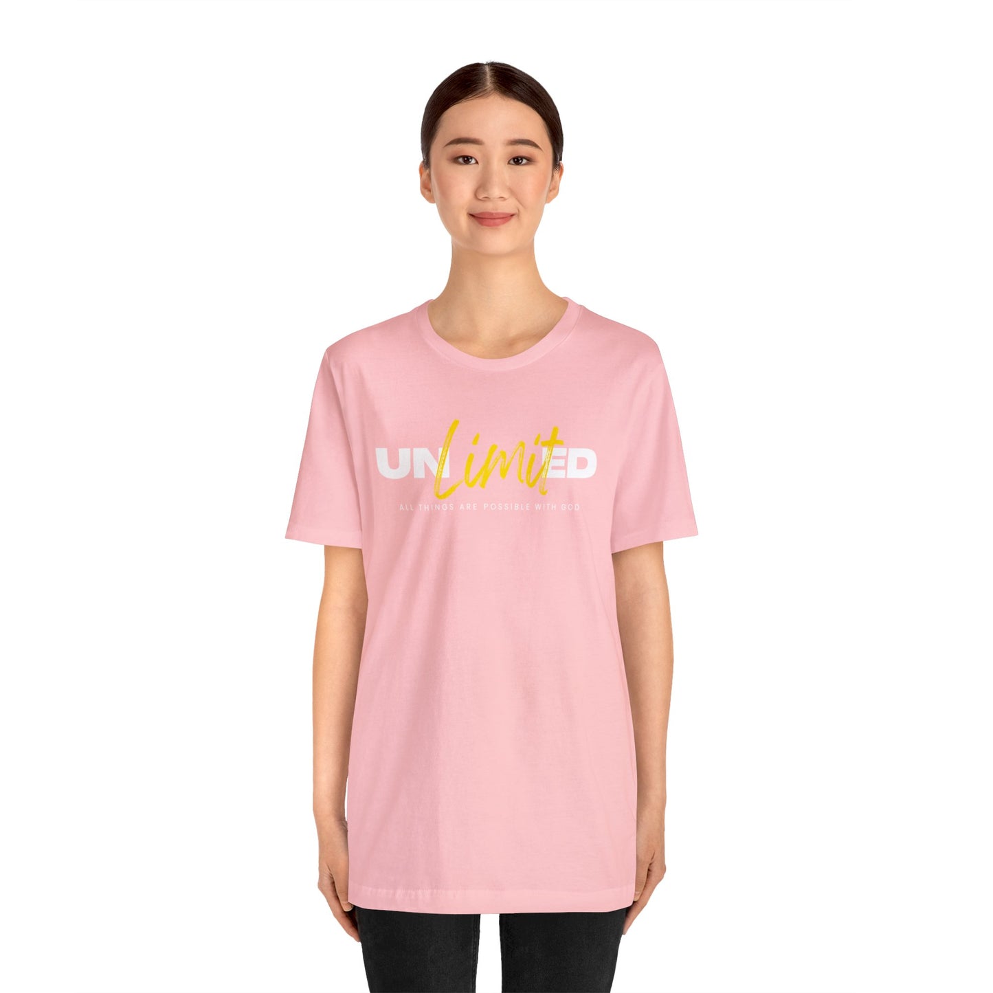 UNLIMITED ALL THINGS ARE POSSIBLE WITH GOD Unisex Jersey Short Sleeve Tee