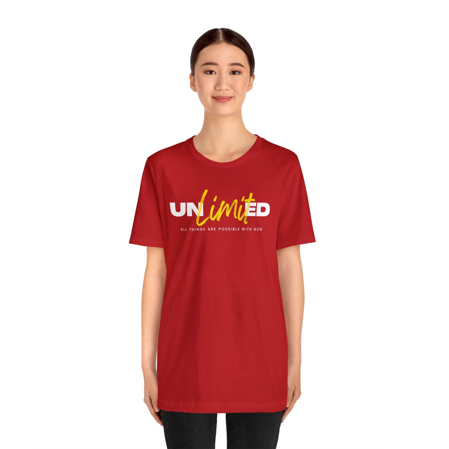 UNLIMITED ALL THINGS ARE POSSIBLE WITH GOD Unisex Jersey Short Sleeve Tee