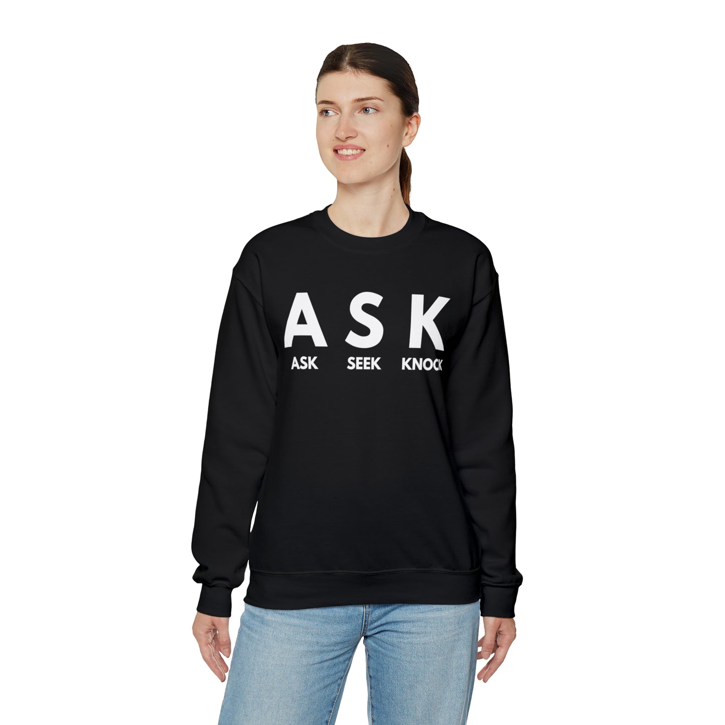 ASK SEEK KNOCK Unisex Heavy Blend™ Crewneck Sweatshirt