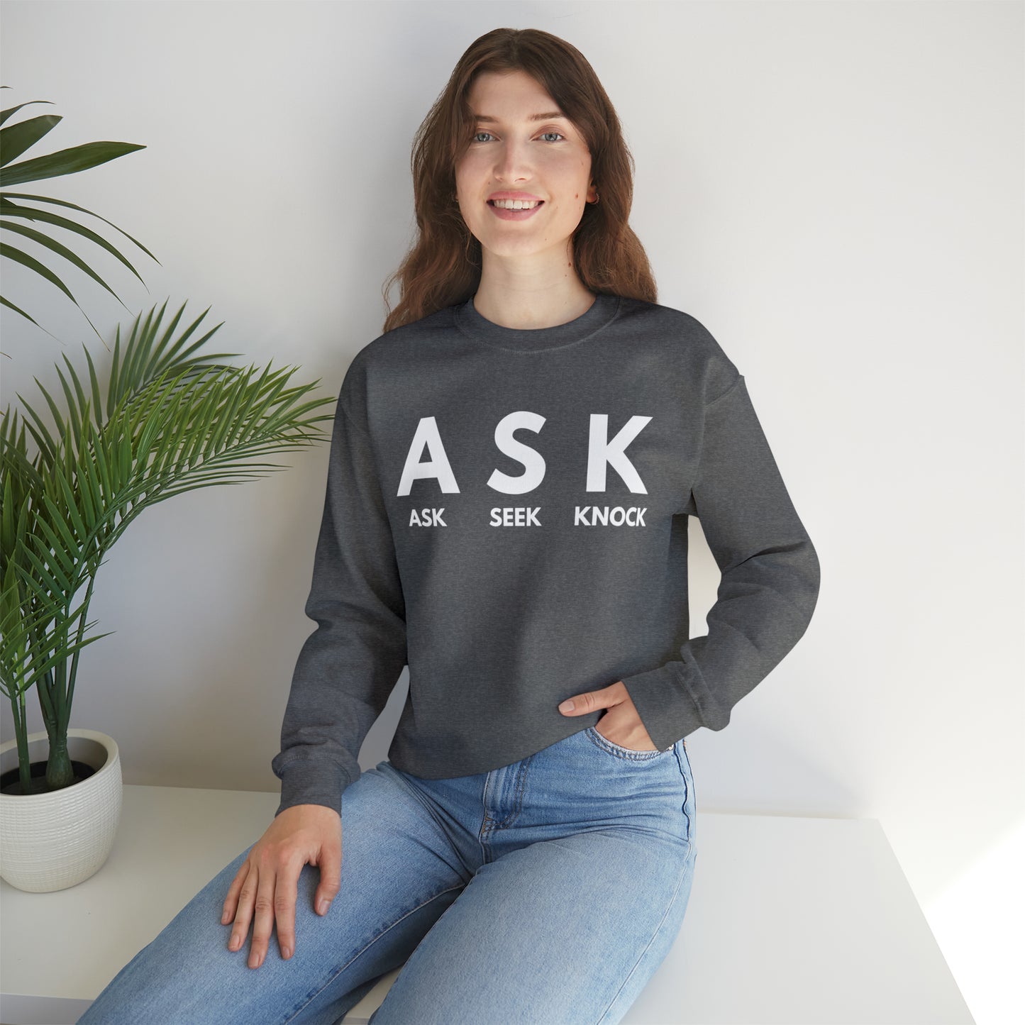 ASK SEEK KNOCK Unisex Heavy Blend™ Crewneck Sweatshirt