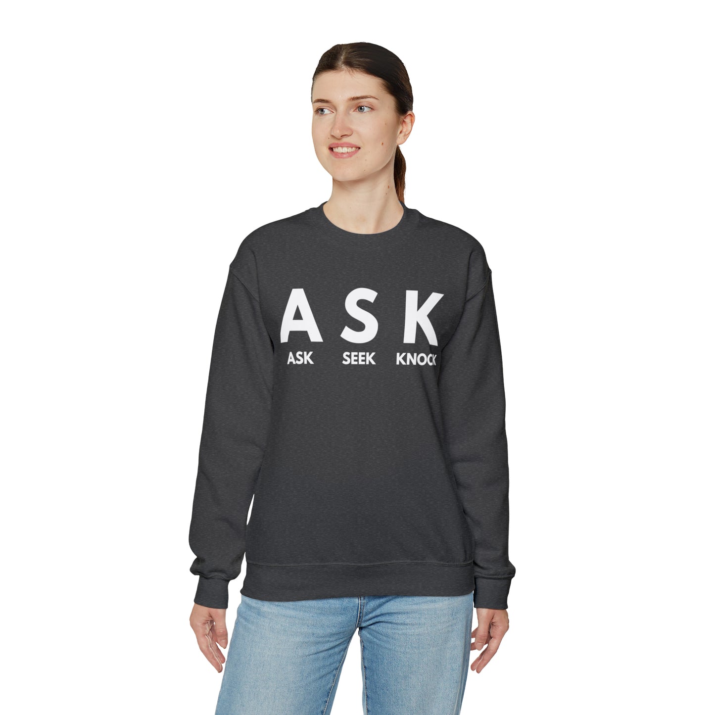 ASK SEEK KNOCK Unisex Heavy Blend™ Crewneck Sweatshirt