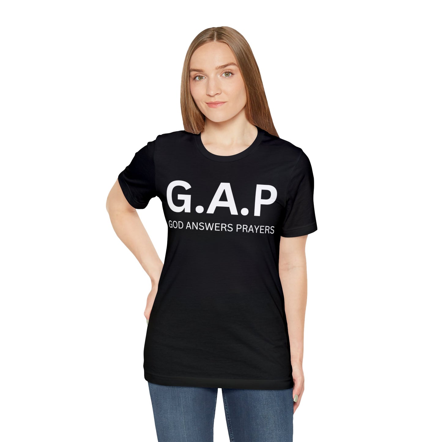 GOD ANSWERS PRAYERS Unisex Jersey Short Sleeve Tee