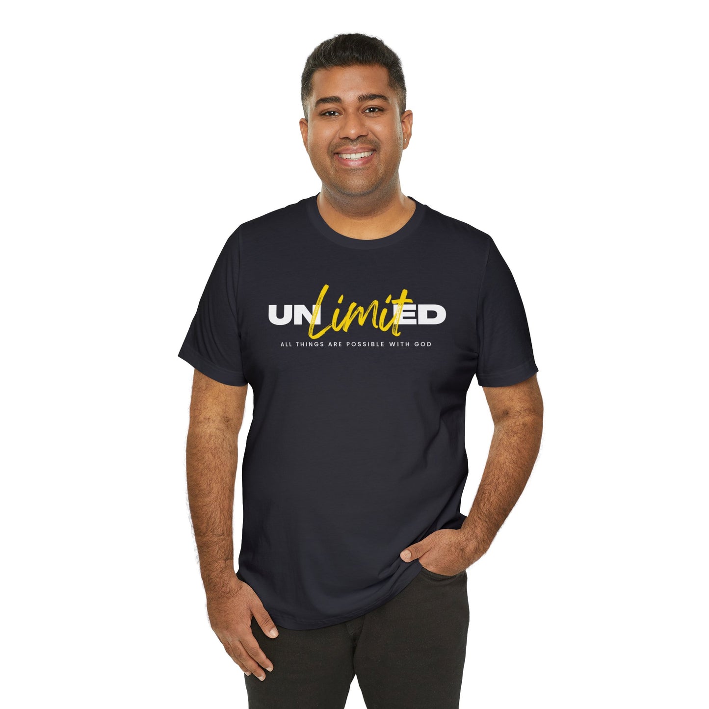 UNLIMITED ALL THINGS ARE POSSIBLE WITH GOD Unisex Jersey Short Sleeve Tee
