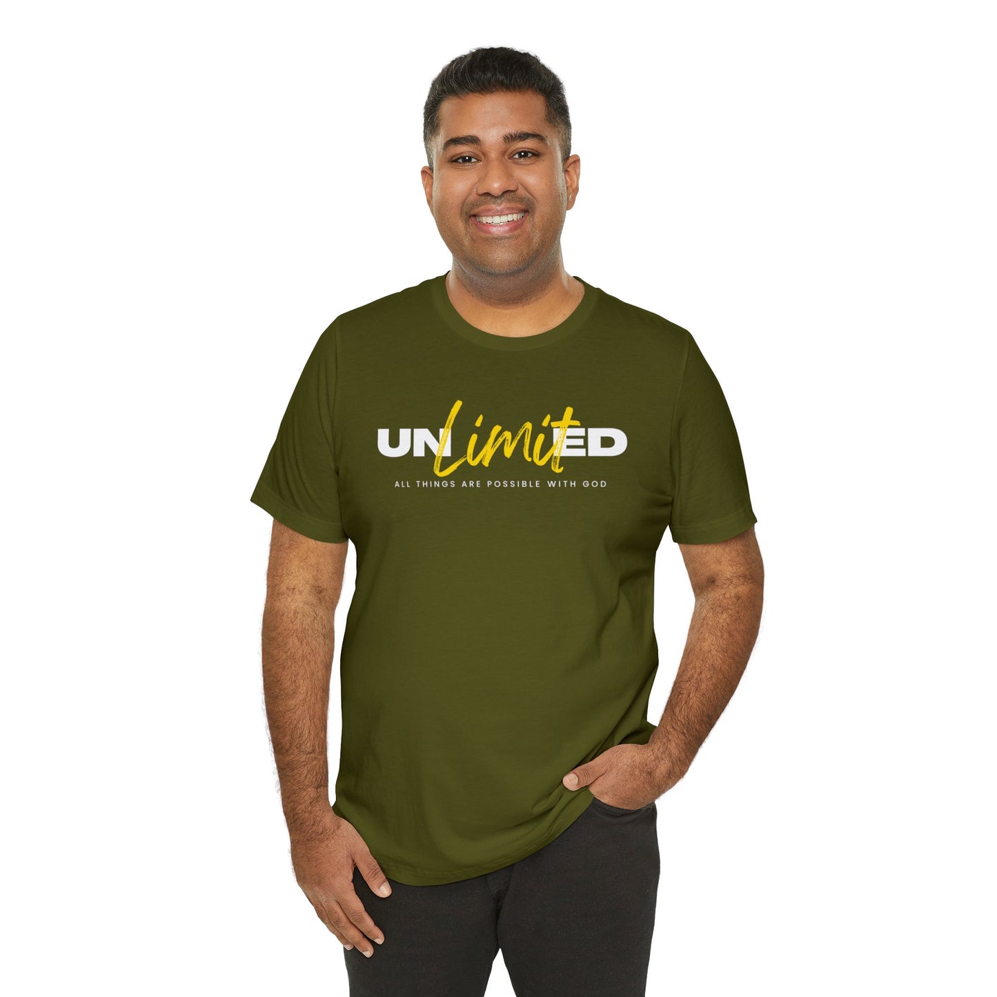 UNLIMITED ALL THINGS ARE POSSIBLE WITH GOD Unisex Jersey Short Sleeve Tee