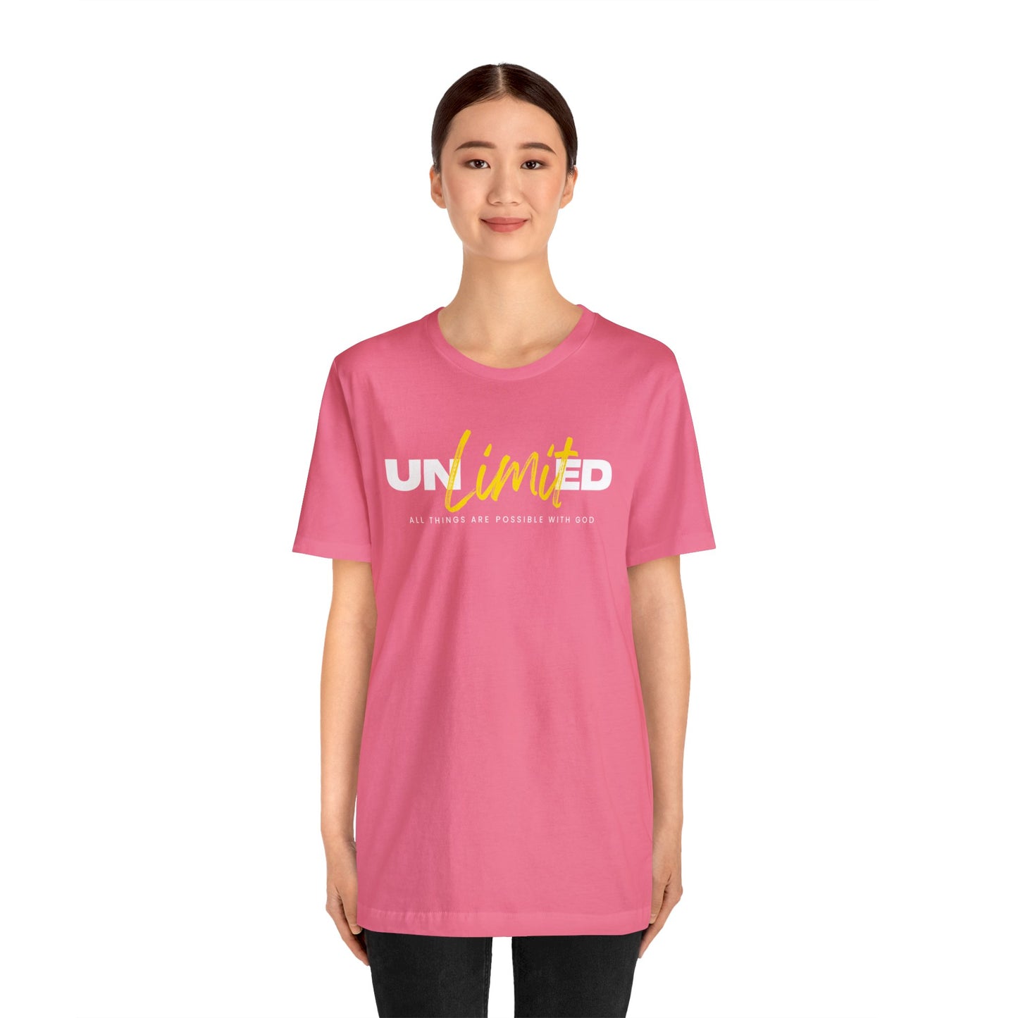 UNLIMITED ALL THINGS ARE POSSIBLE WITH GOD Unisex Jersey Short Sleeve Tee
