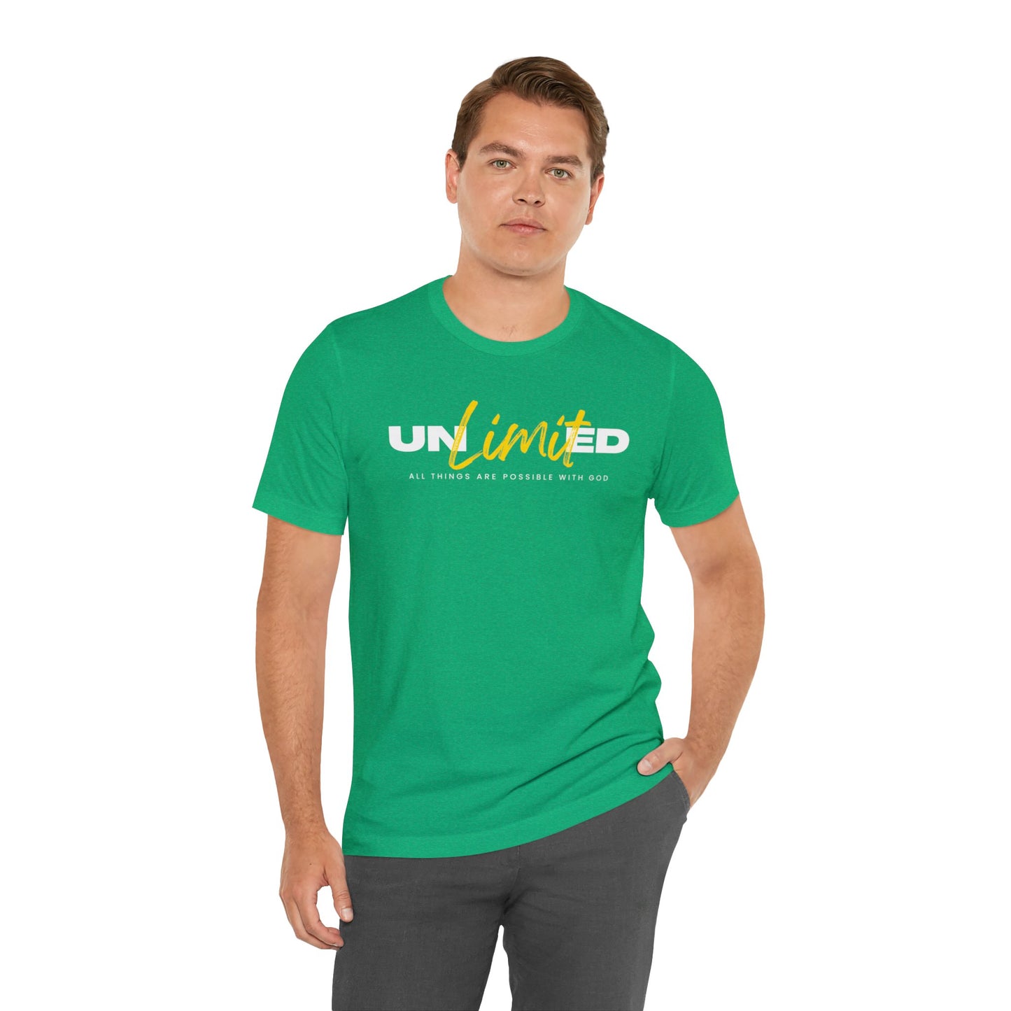 UNLIMITED ALL THINGS ARE POSSIBLE WITH GOD Unisex Jersey Short Sleeve Tee
