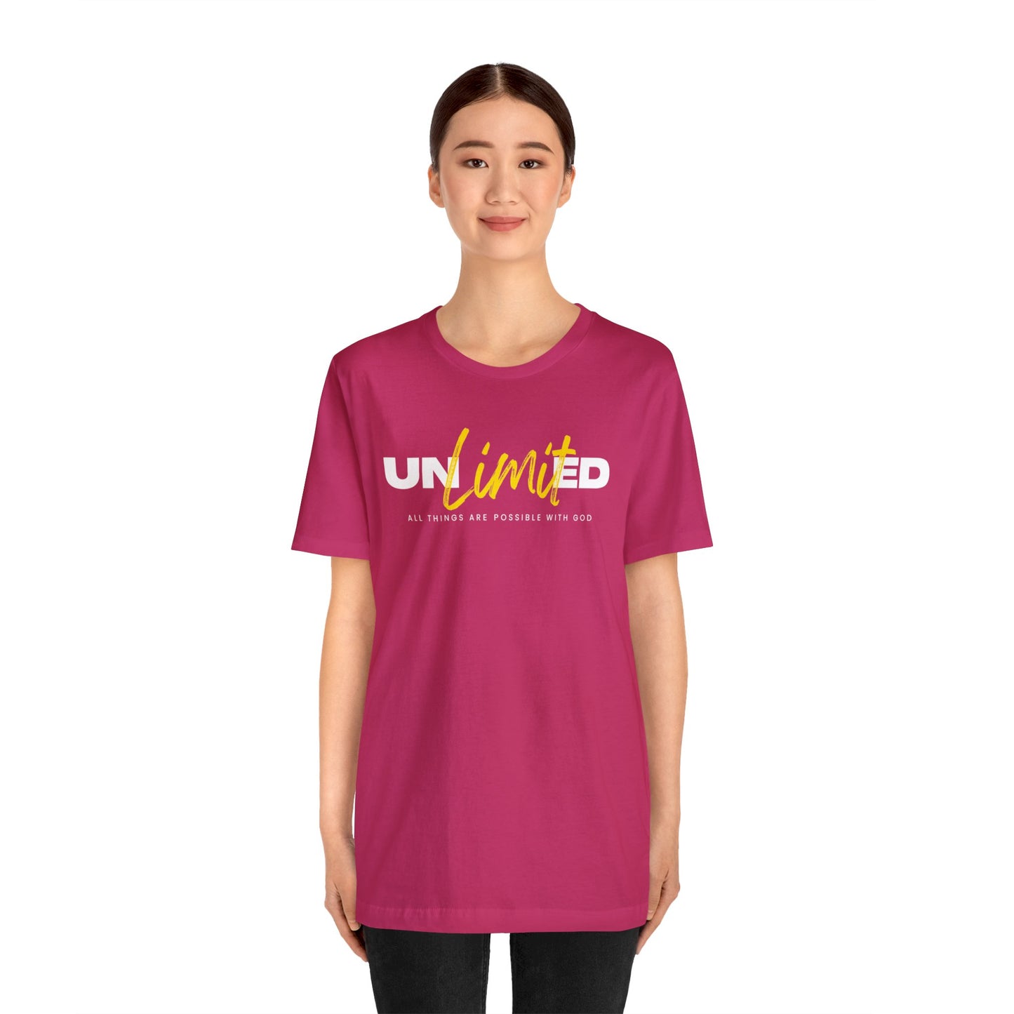 UNLIMITED ALL THINGS ARE POSSIBLE WITH GOD Unisex Jersey Short Sleeve Tee