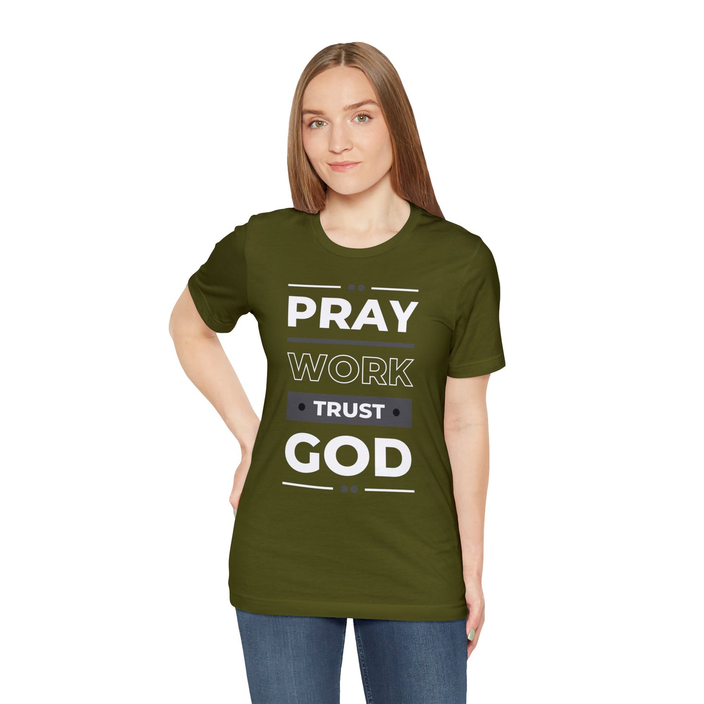 PRAY WORK TRUST GOD Unisex Jersey Short Sleeve Tee