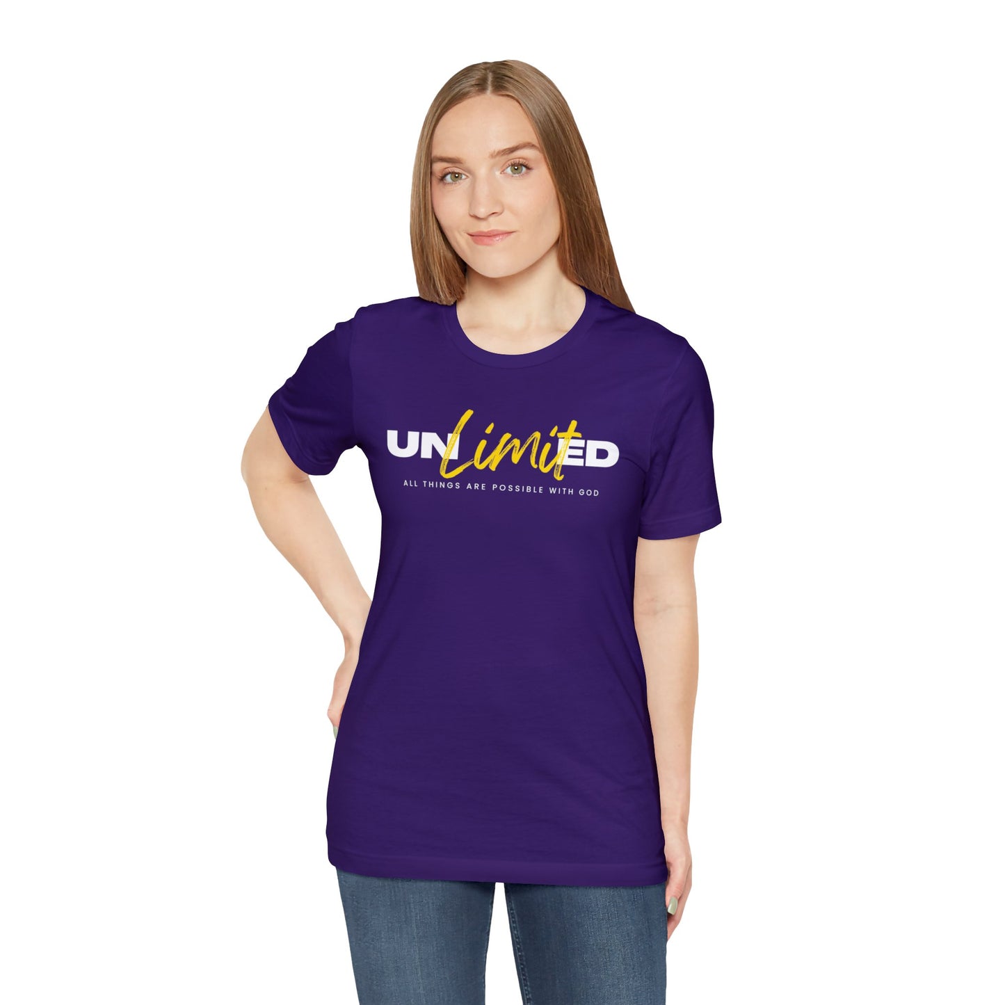 UNLIMITED ALL THINGS ARE POSSIBLE WITH GOD Unisex Jersey Short Sleeve Tee