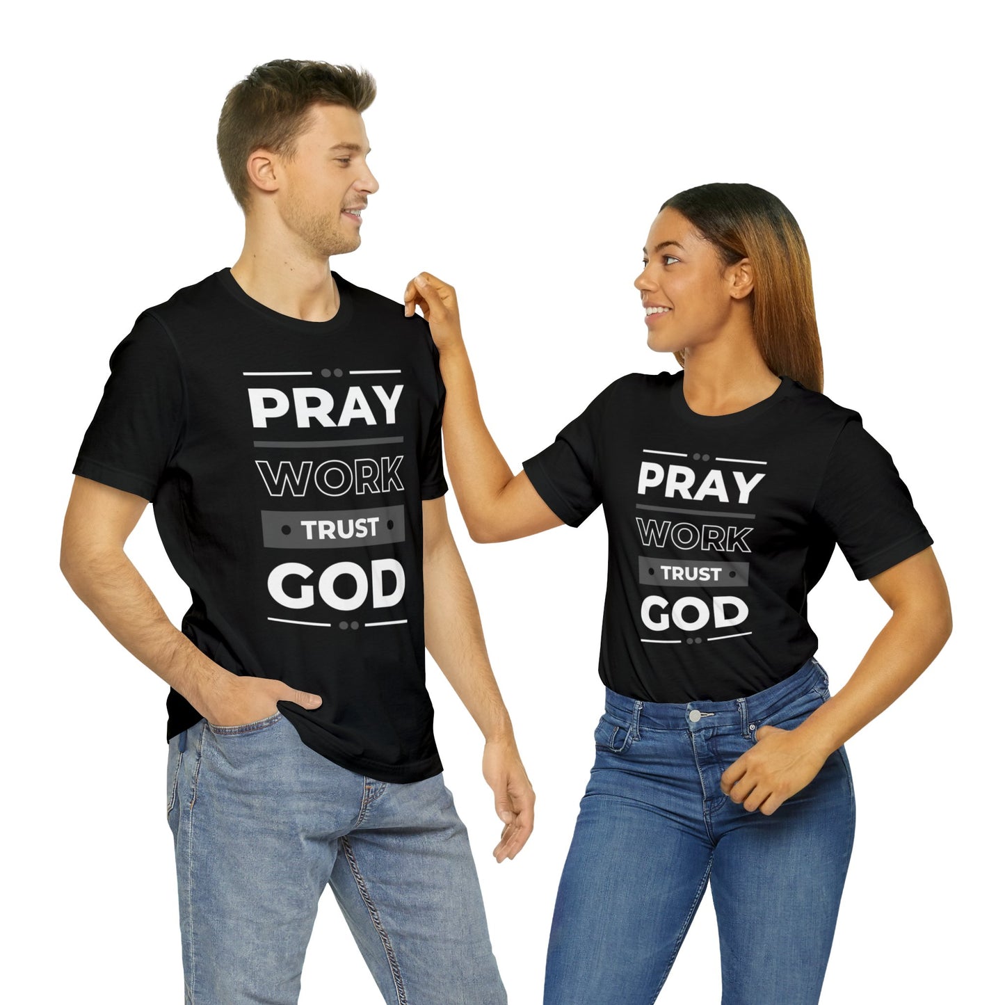 PRAY WORK TRUST GOD Unisex Jersey Short Sleeve Tee