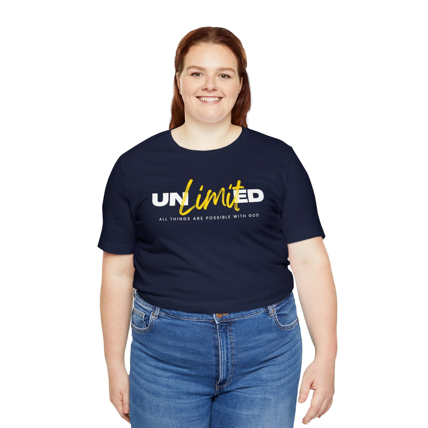UNLIMITED ALL THINGS ARE POSSIBLE WITH GOD Unisex Jersey Short Sleeve Tee