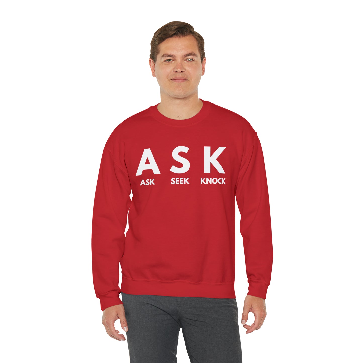 ASK SEEK KNOCK Unisex Heavy Blend™ Crewneck Sweatshirt