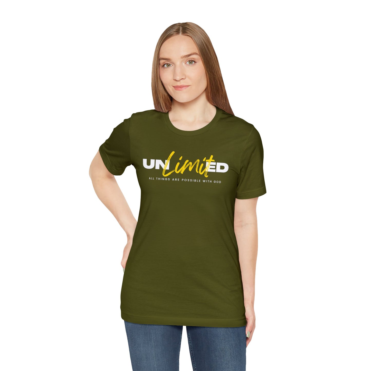 UNLIMITED ALL THINGS ARE POSSIBLE WITH GOD Unisex Jersey Short Sleeve Tee