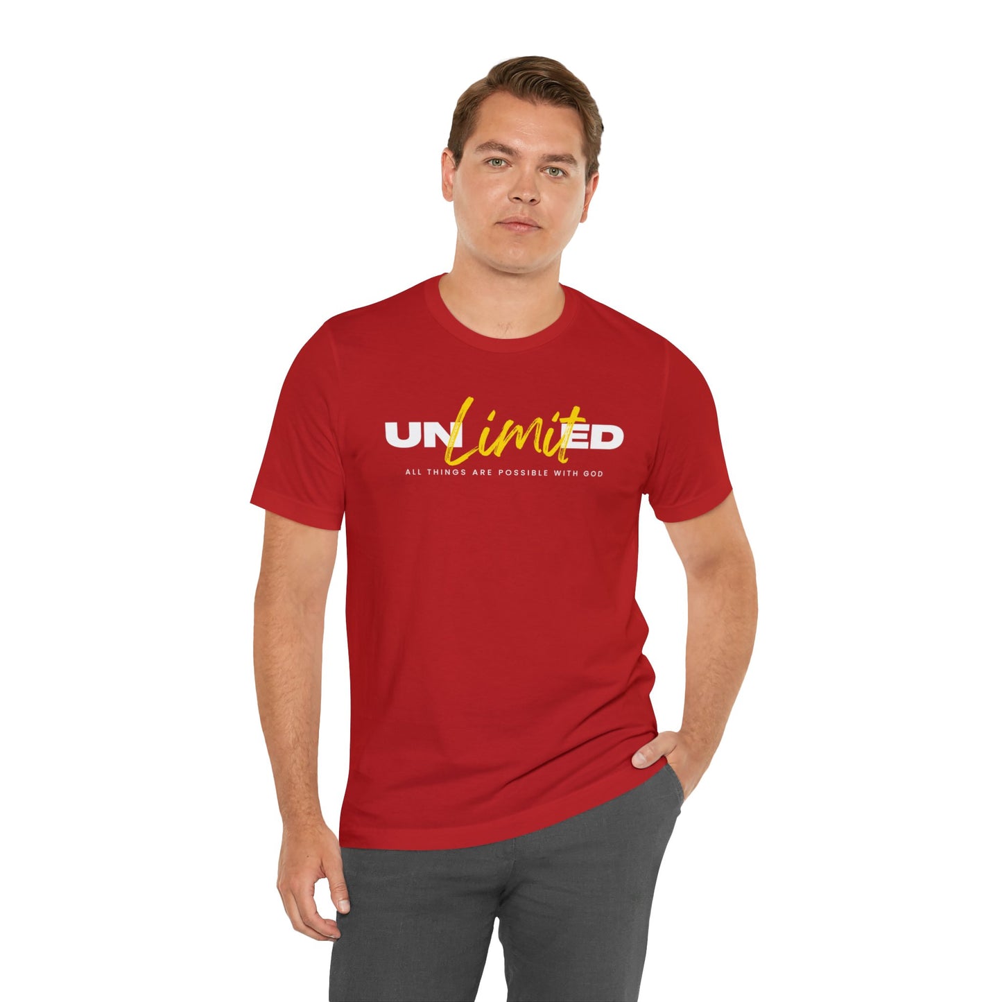 UNLIMITED ALL THINGS ARE POSSIBLE WITH GOD Unisex Jersey Short Sleeve Tee
