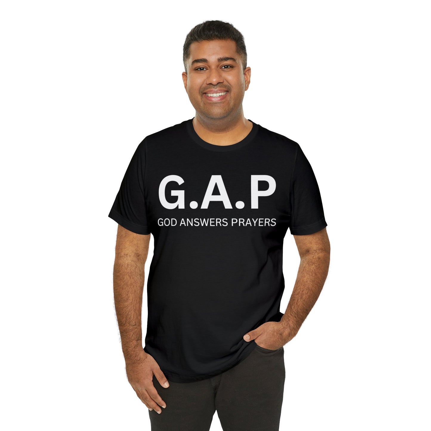 GOD ANSWERS PRAYERS Unisex Jersey Short Sleeve Tee