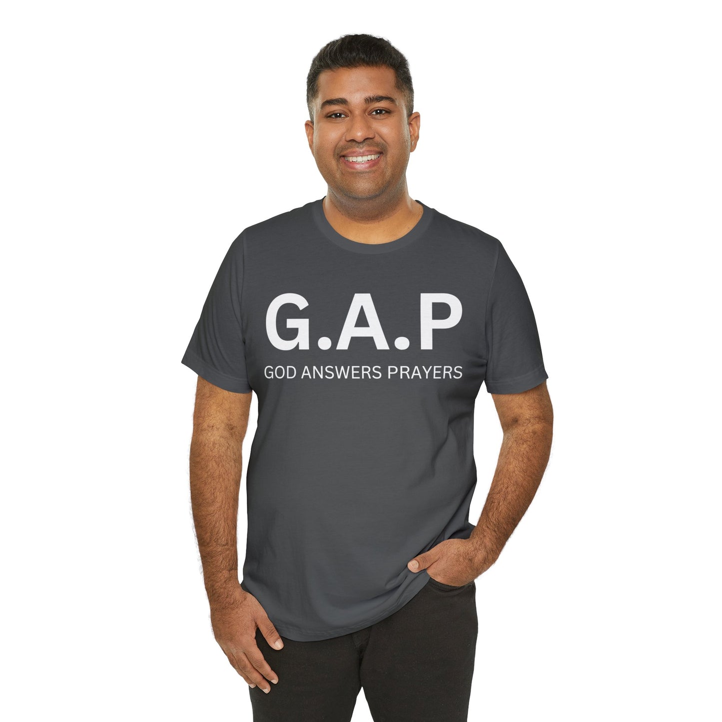 GOD ANSWERS PRAYERS Unisex Jersey Short Sleeve Tee