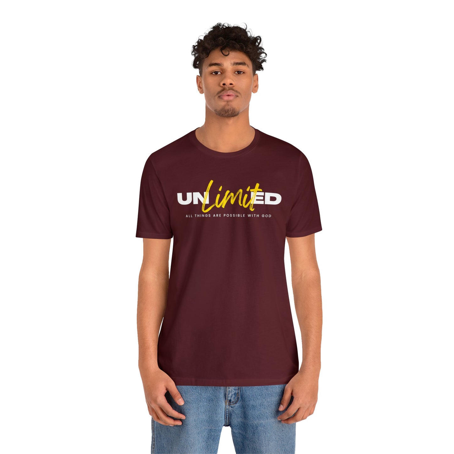 UNLIMITED ALL THINGS ARE POSSIBLE WITH GOD Unisex Jersey Short Sleeve Tee