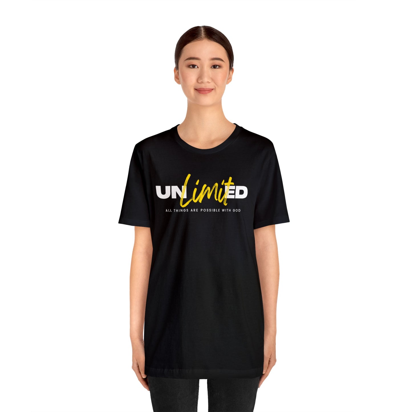 UNLIMITED ALL THINGS ARE POSSIBLE WITH GOD Unisex Jersey Short Sleeve Tee