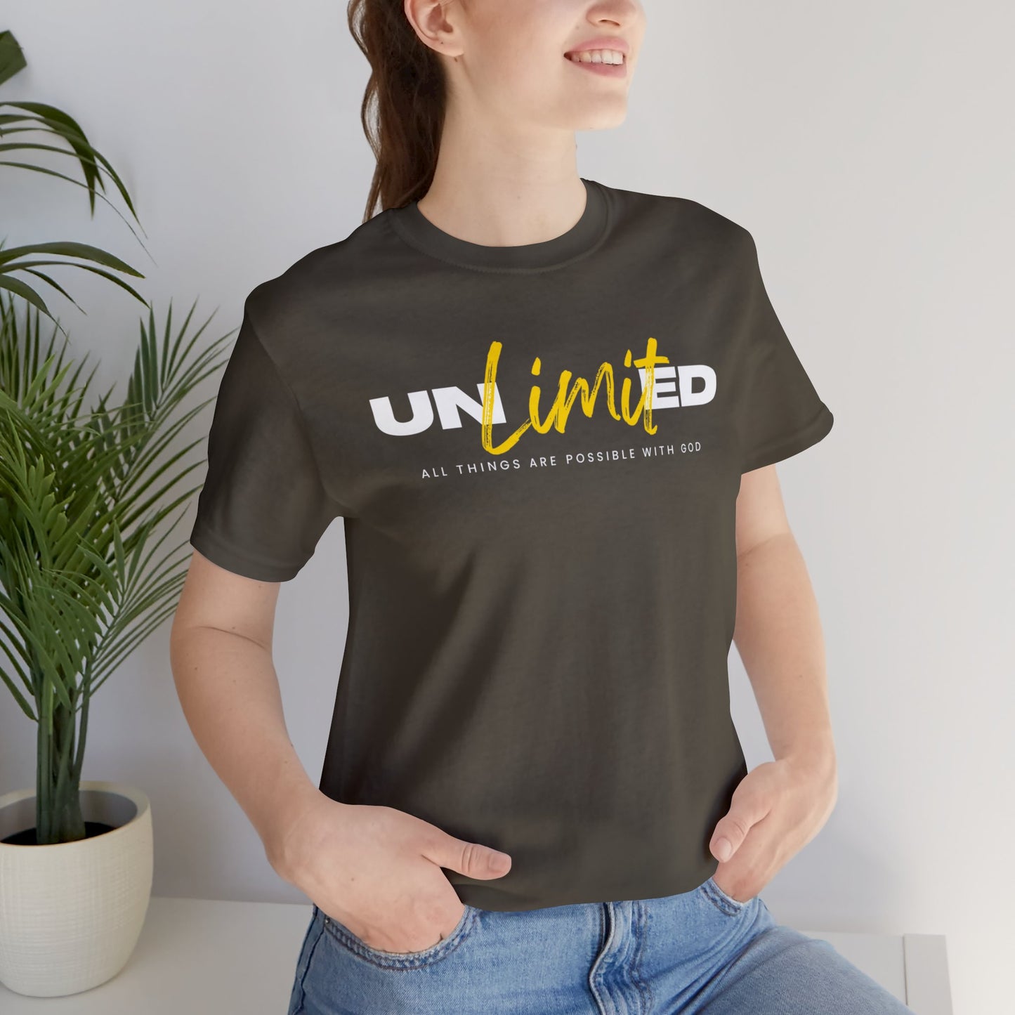 UNLIMITED ALL THINGS ARE POSSIBLE WITH GOD Unisex Jersey Short Sleeve Tee