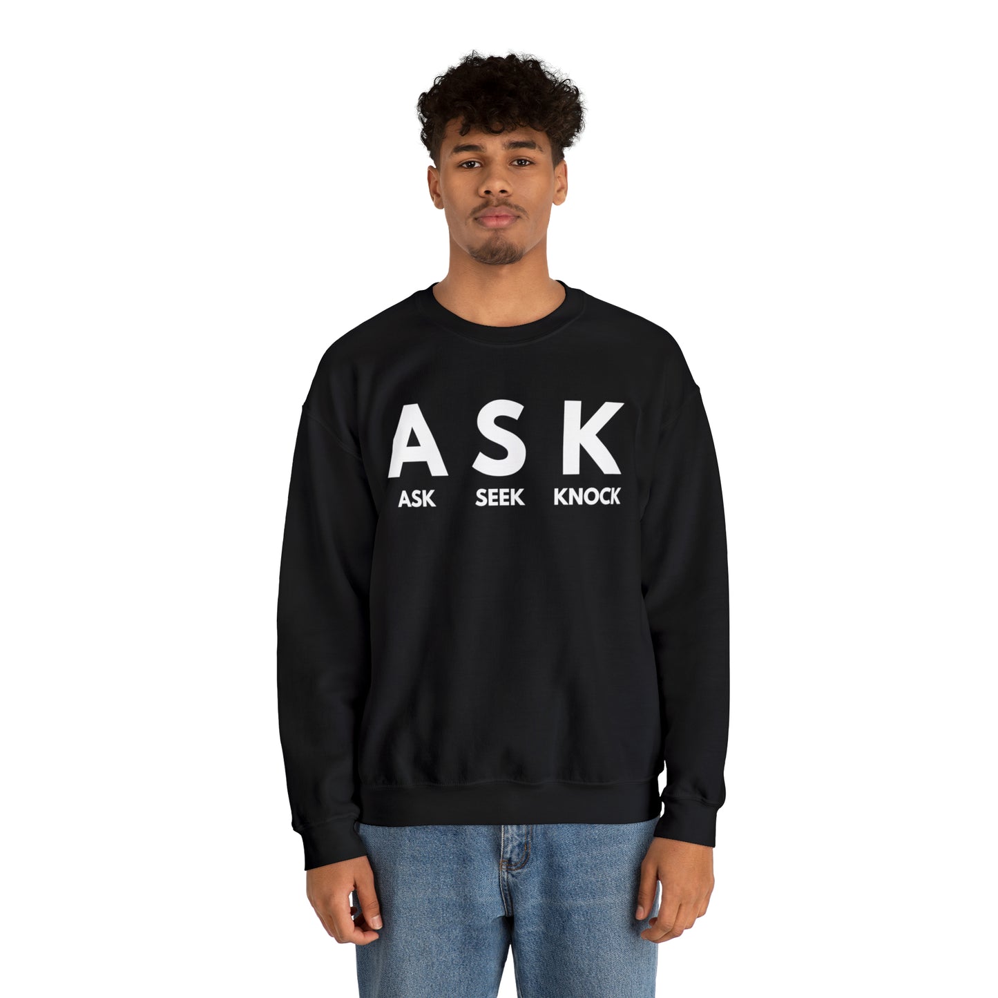 ASK SEEK KNOCK Unisex Heavy Blend™ Crewneck Sweatshirt