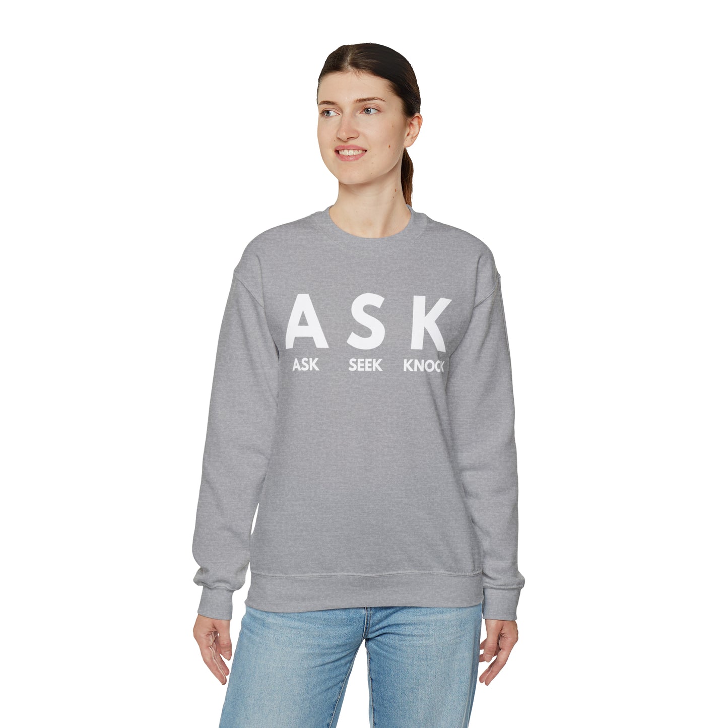ASK SEEK KNOCK Unisex Heavy Blend™ Crewneck Sweatshirt