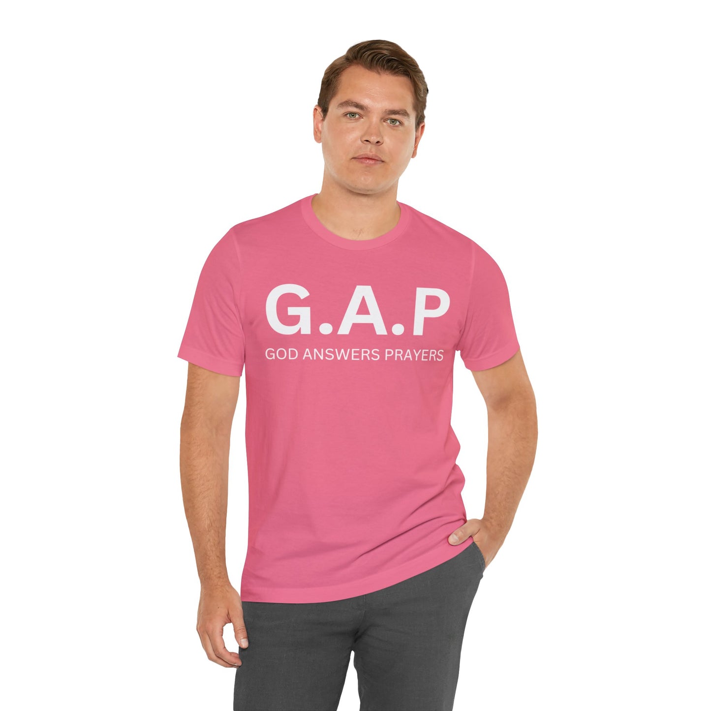 GOD ANSWERS PRAYERS Unisex Jersey Short Sleeve Tee