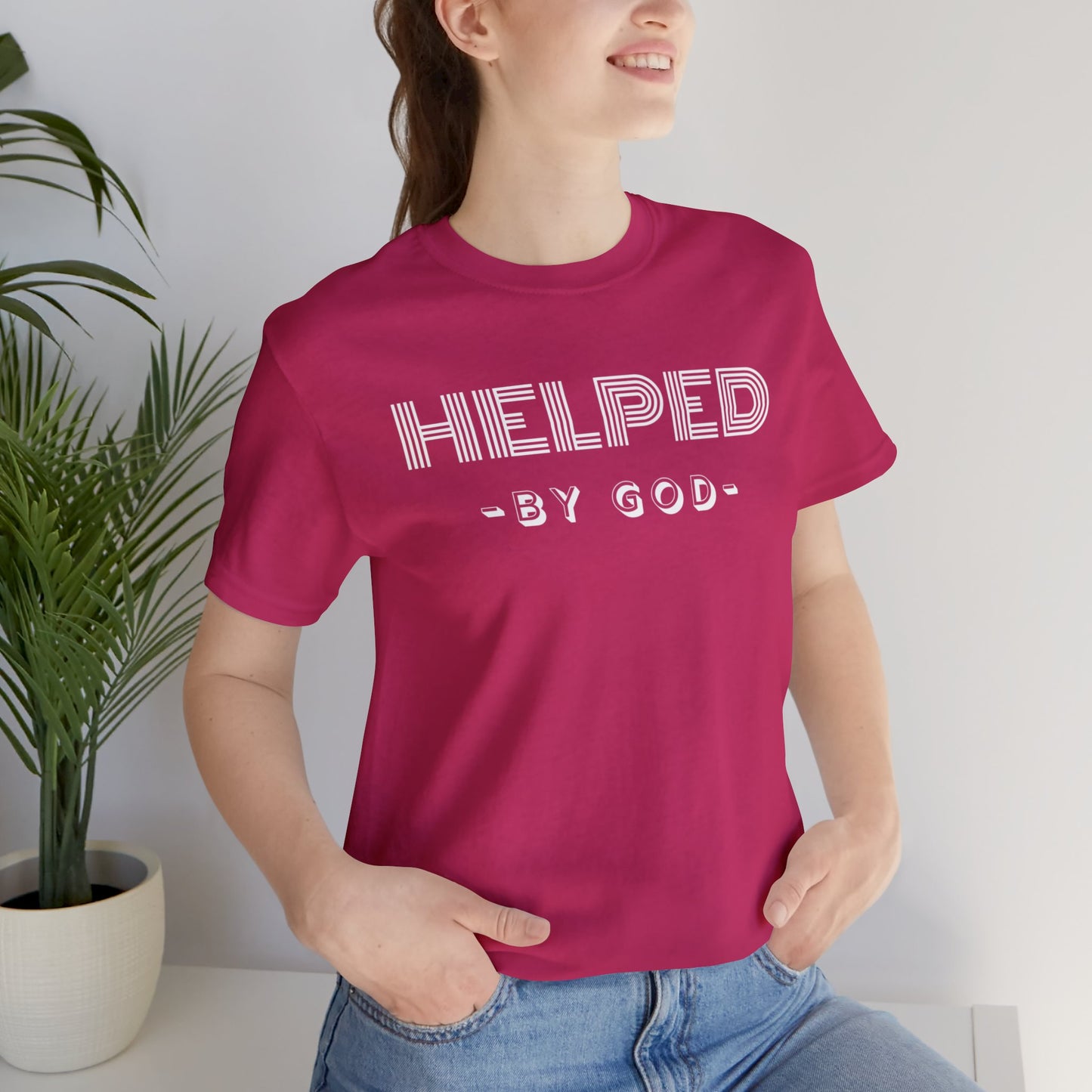 HELPED BY GOD Unisex Jersey Short Sleeve Tee