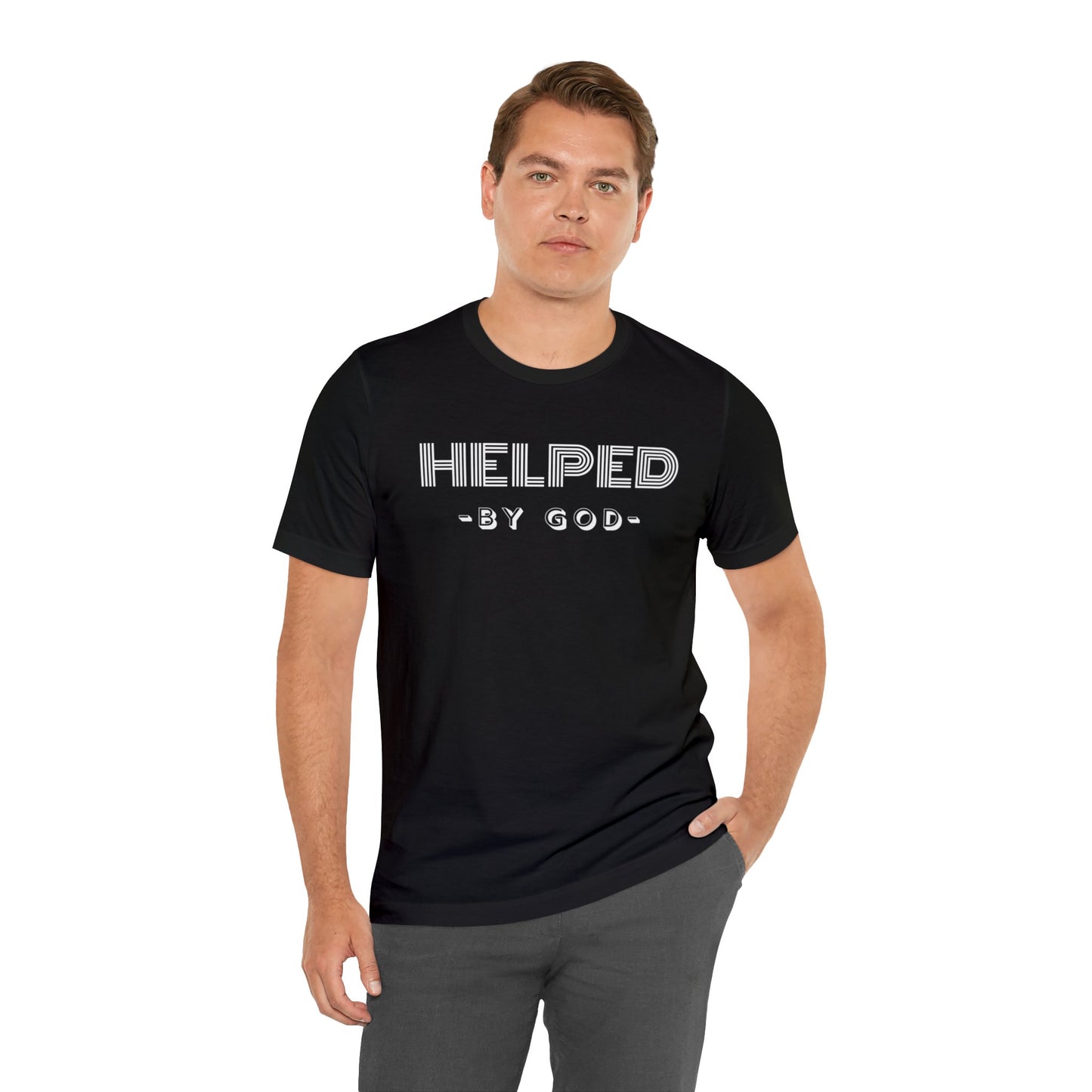 HELPED BY GOD Unisex Jersey Short Sleeve Tee