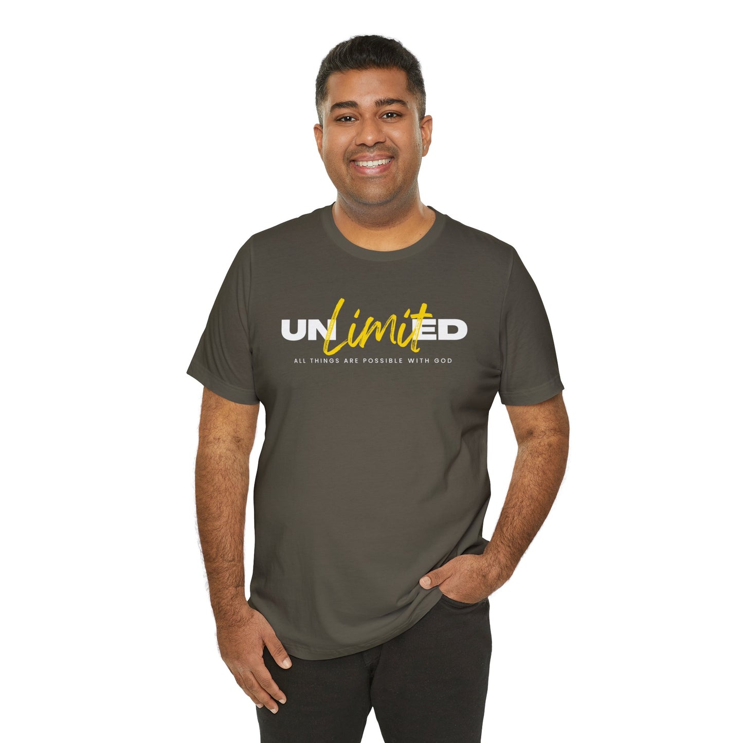 UNLIMITED ALL THINGS ARE POSSIBLE WITH GOD Unisex Jersey Short Sleeve Tee
