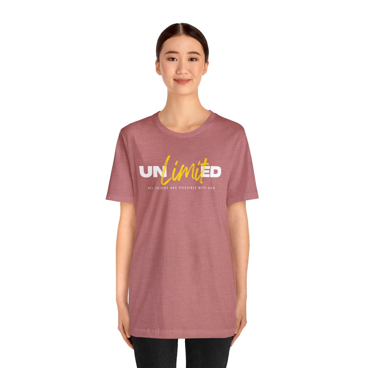 UNLIMITED ALL THINGS ARE POSSIBLE WITH GOD Unisex Jersey Short Sleeve Tee