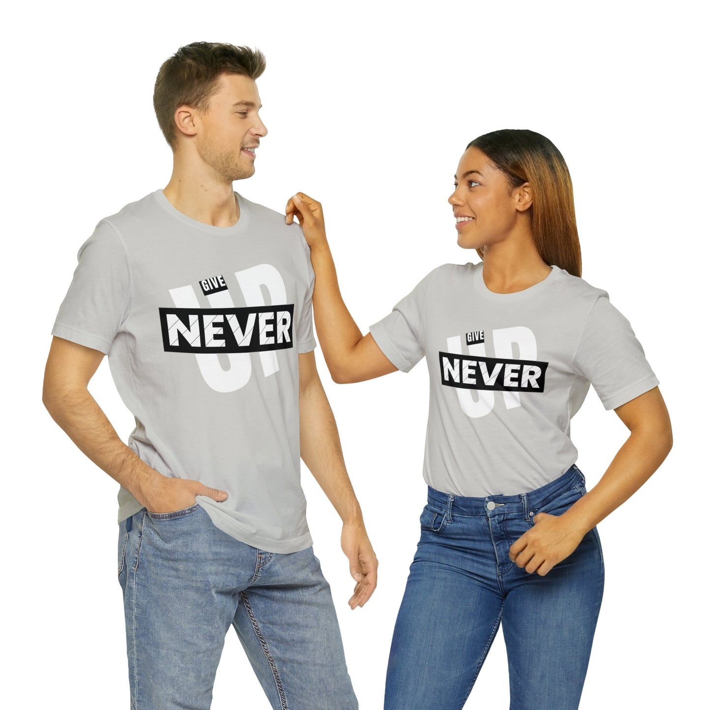 NEVER GIVE UP Unisex Jersey Short Sleeve Tee