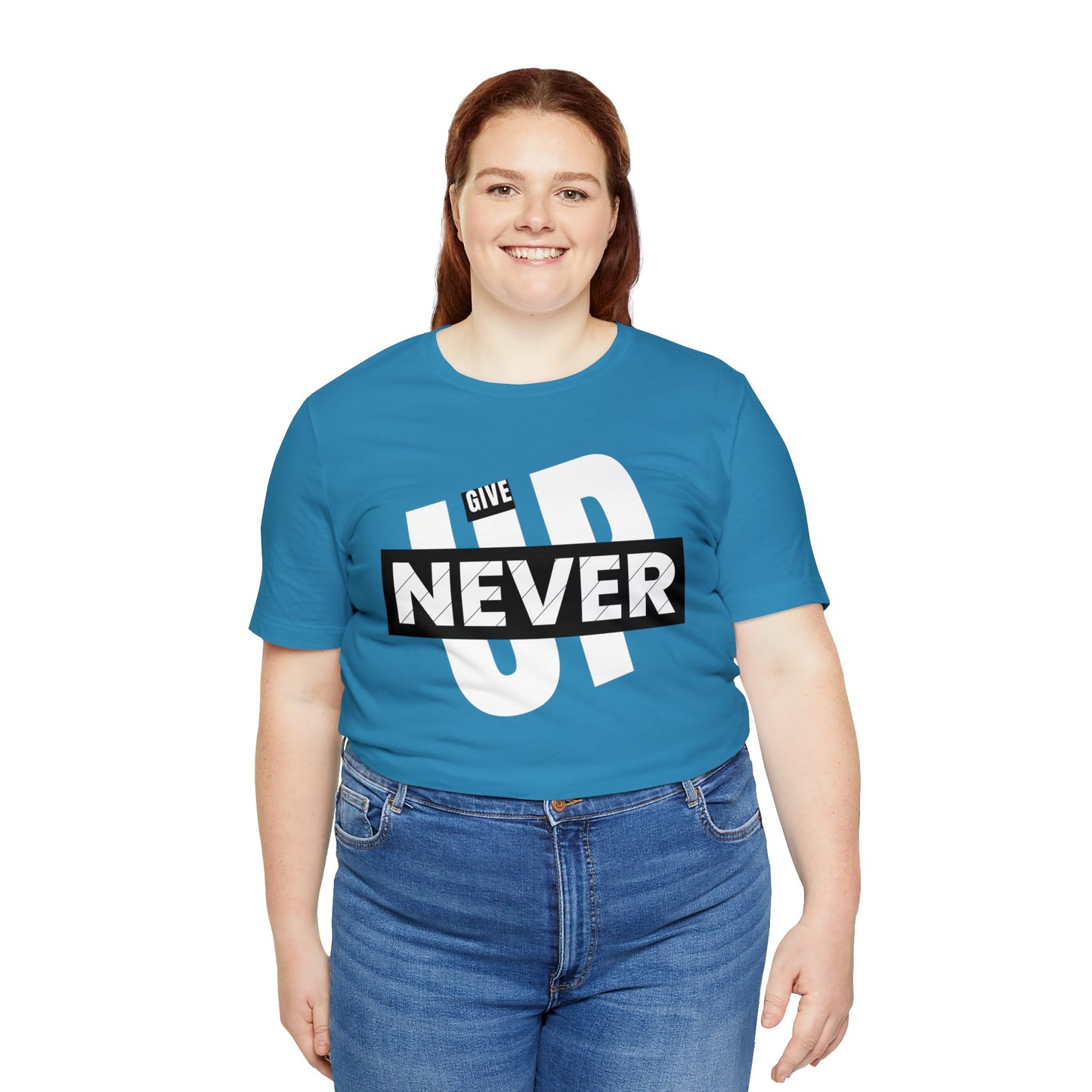 NEVER GIVE UP Unisex Jersey Short Sleeve Tee