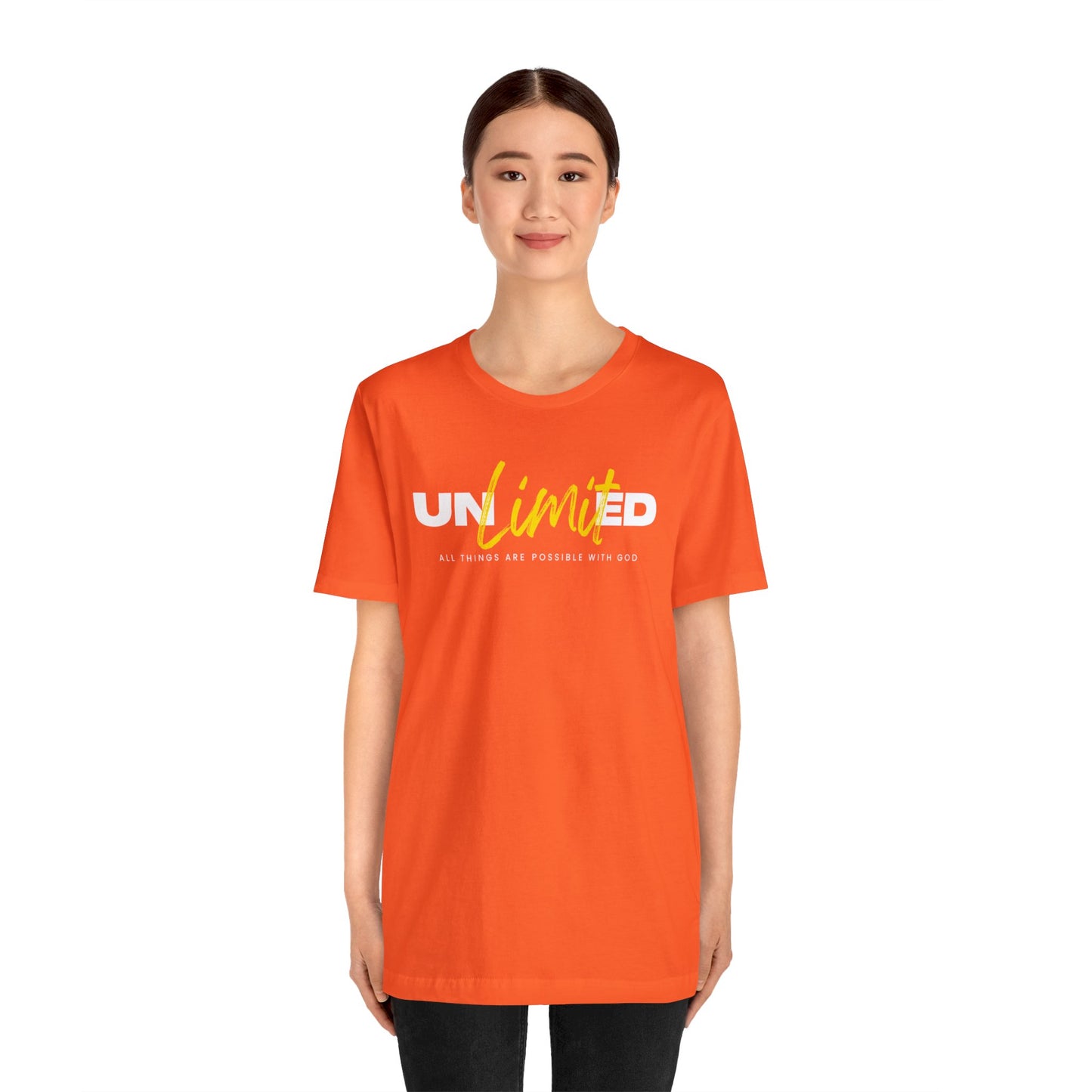 UNLIMITED ALL THINGS ARE POSSIBLE WITH GOD Unisex Jersey Short Sleeve Tee