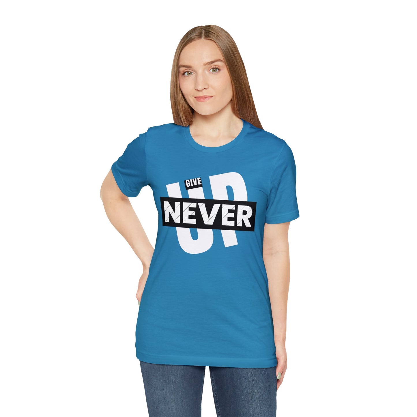 NEVER GIVE UP Unisex Jersey Short Sleeve Tee