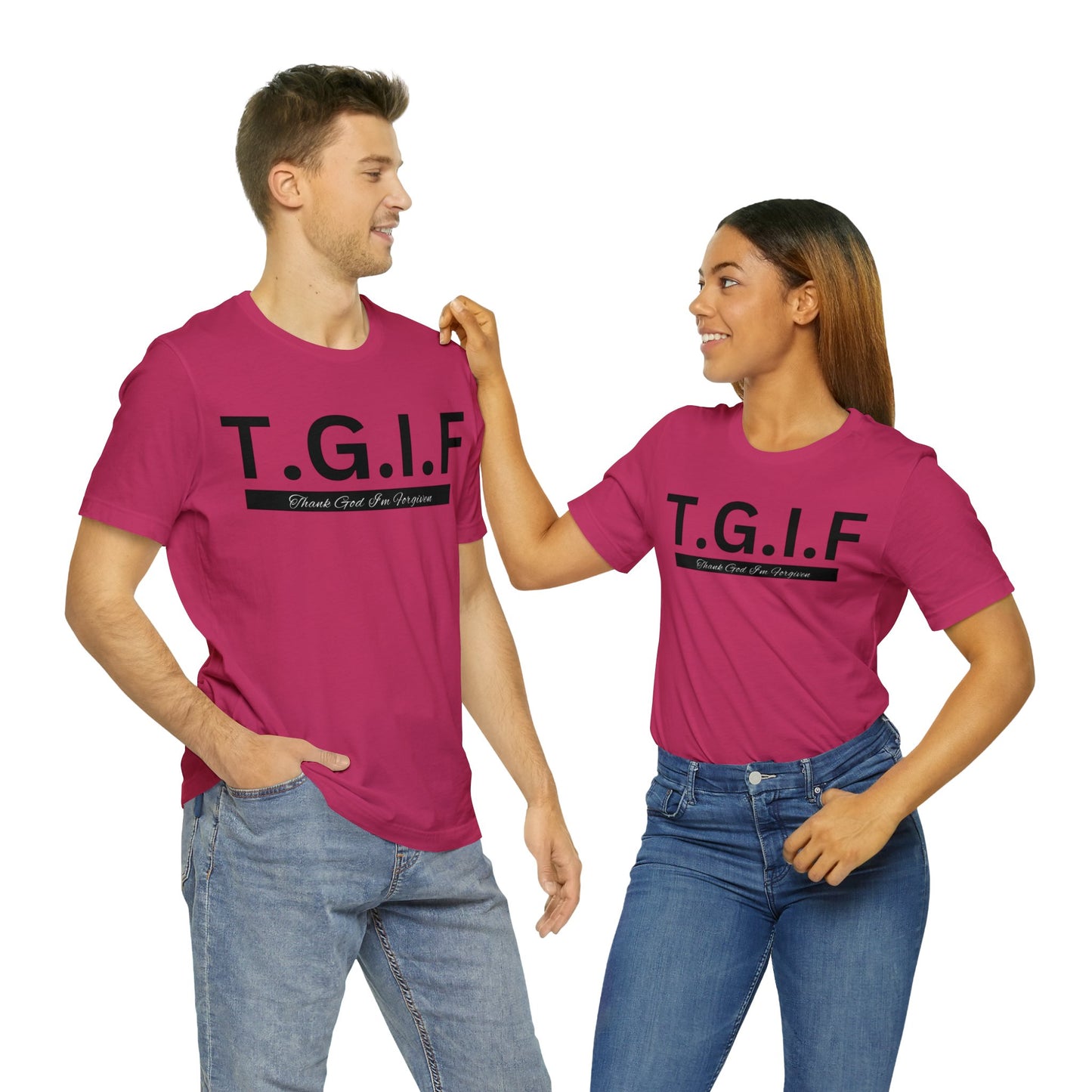 T.G.I.F - THANK GOD I'M FORGIVEN Unisex Jersey Short Sleeve Tee