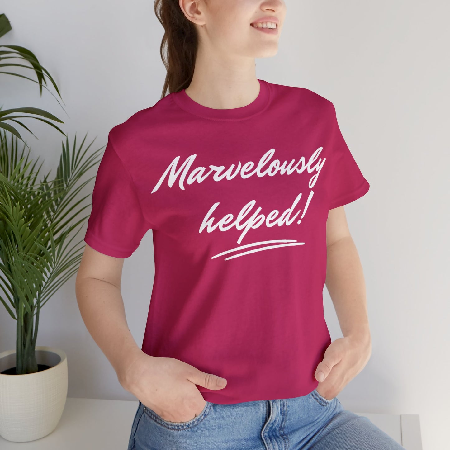 MARVELOUSLY HELPED Unisex Jersey Short Sleeve Tee