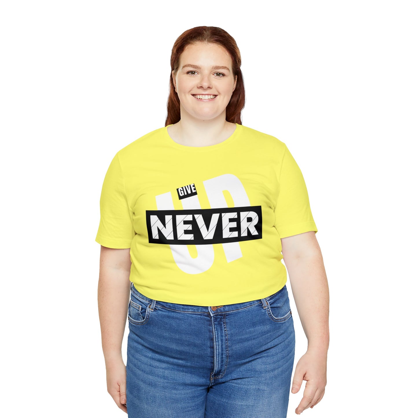 NEVER GIVE UP Unisex Jersey Short Sleeve Tee