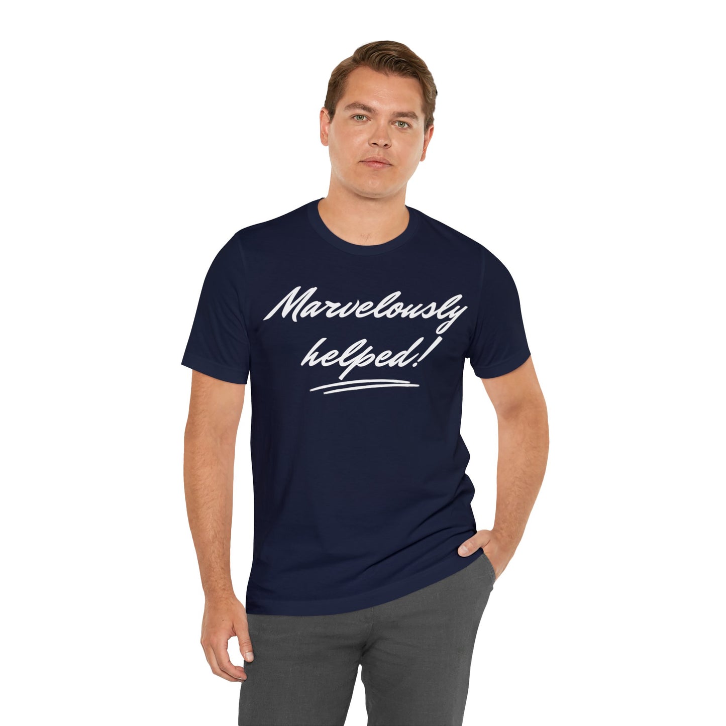 MARVELOUSLY HELPED Unisex Jersey Short Sleeve Tee