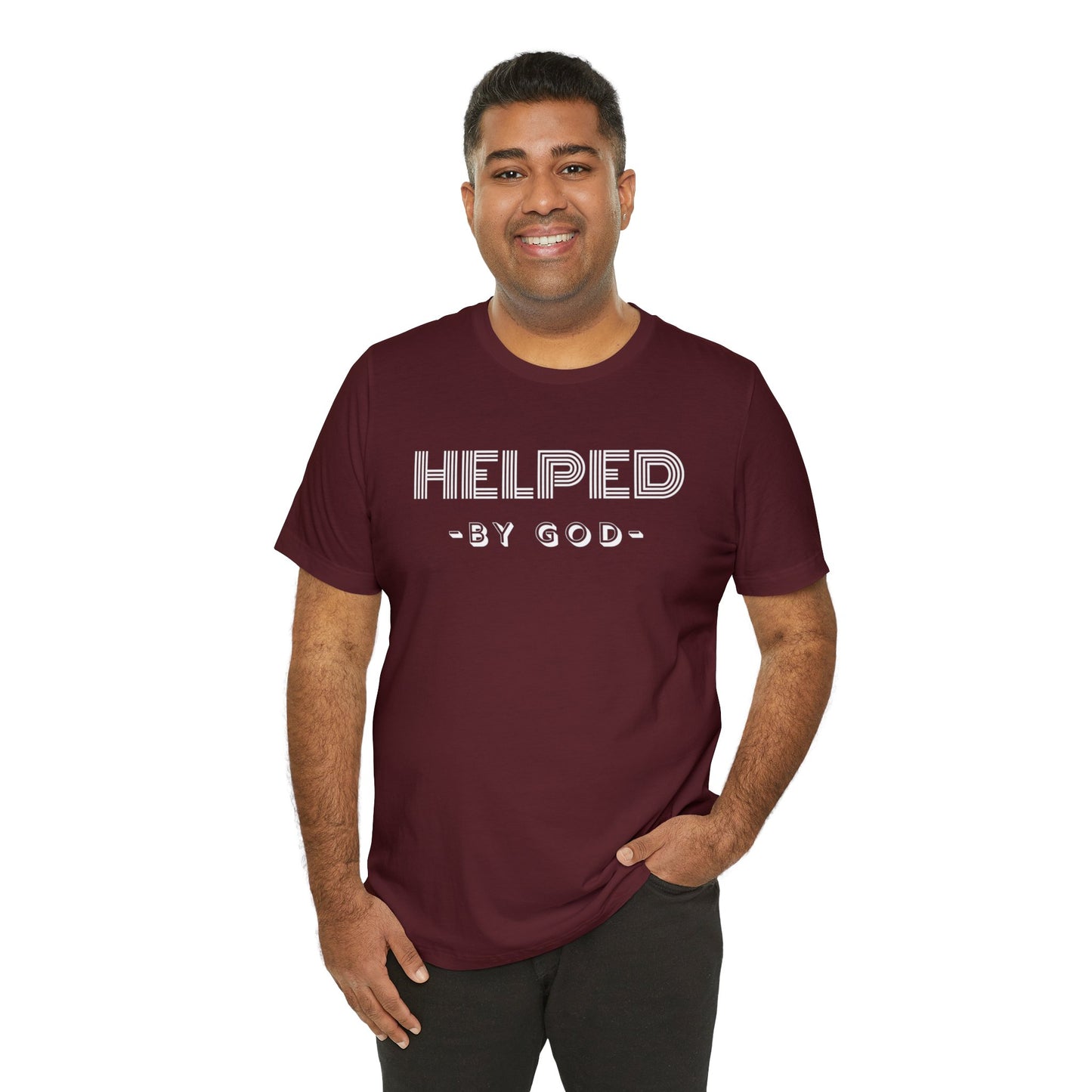 HELPED BY GOD Unisex Jersey Short Sleeve Tee