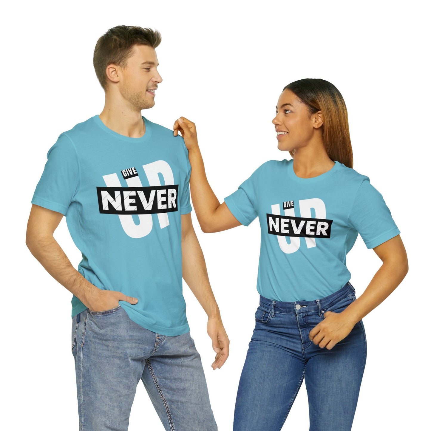 NEVER GIVE UP Unisex Jersey Short Sleeve Tee