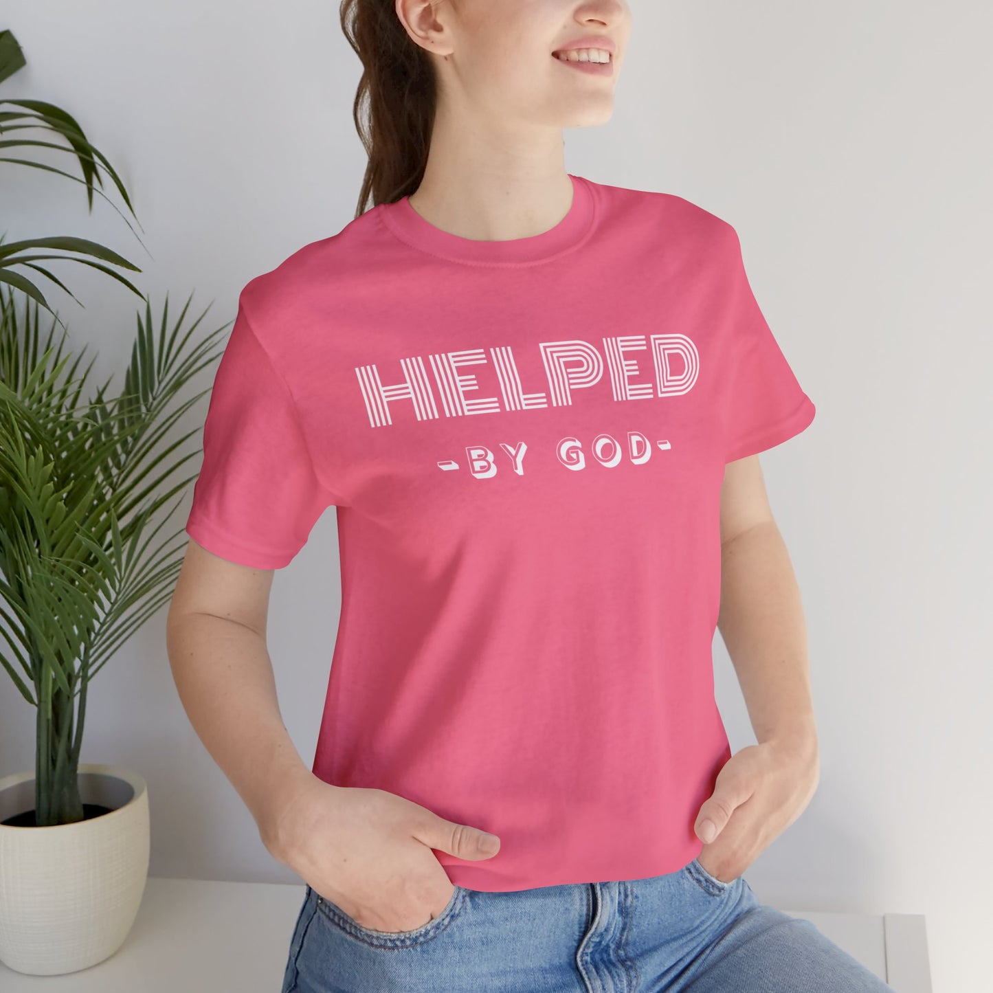 HELPED BY GOD Unisex Jersey Short Sleeve Tee