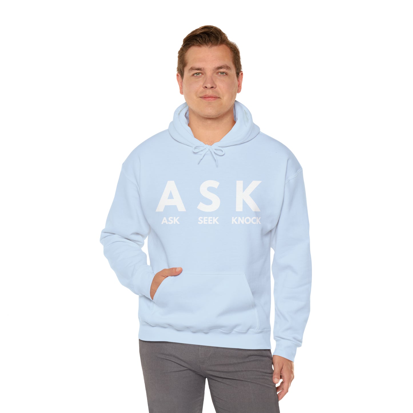 ASK SEEK KNOCK Unisex Heavy Blend™ Hooded Sweatshirt