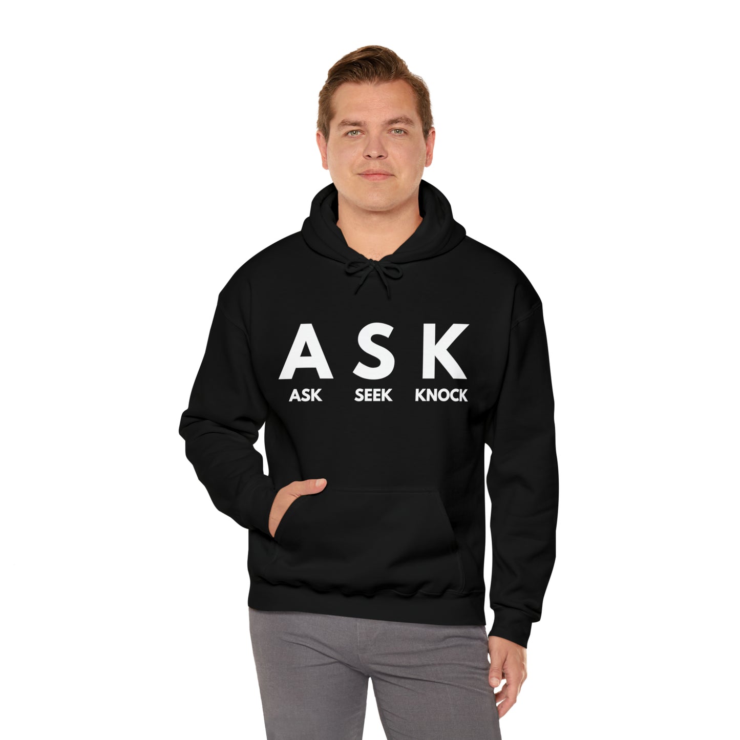 ASK SEEK KNOCK Unisex Heavy Blend™ Hooded Sweatshirt