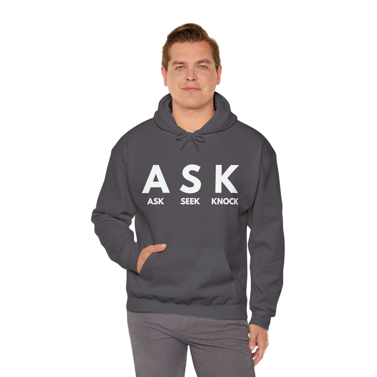 ASK SEEK KNOCK Unisex Heavy Blend™ Hooded Sweatshirt