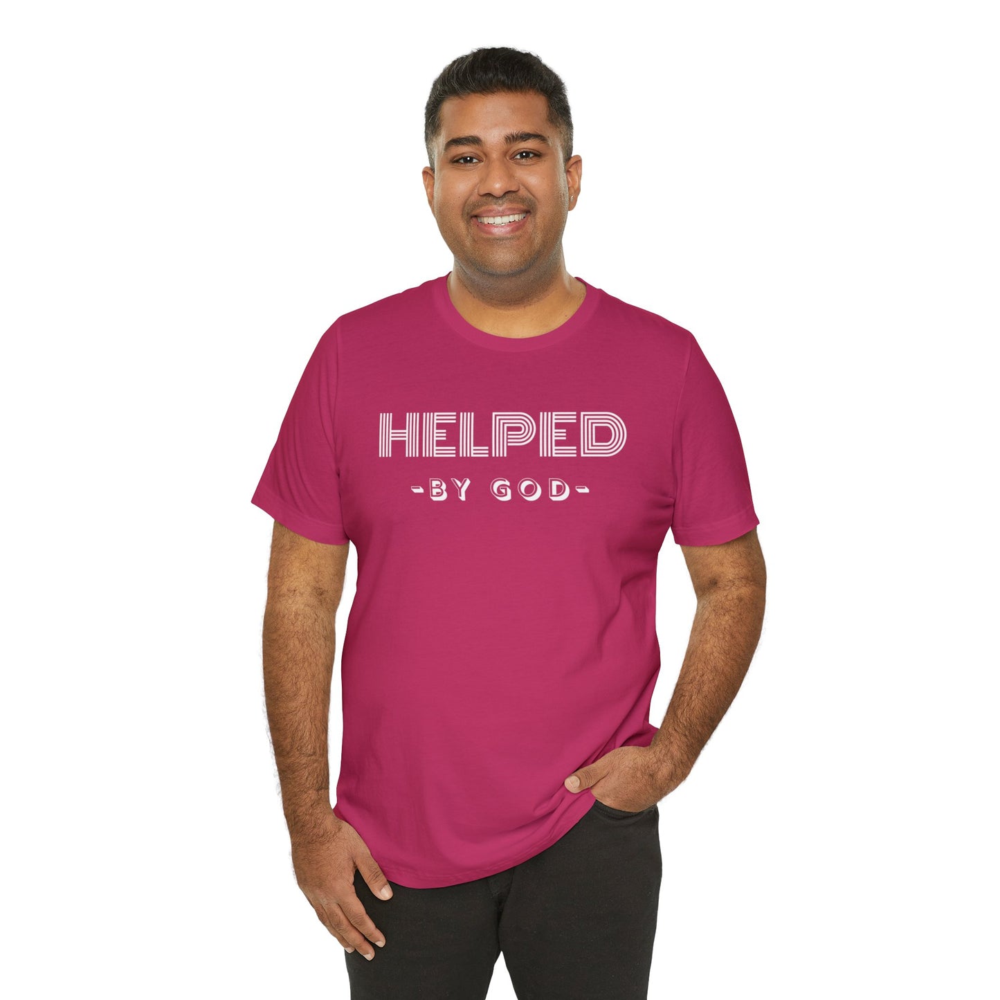 HELPED BY GOD Unisex Jersey Short Sleeve Tee