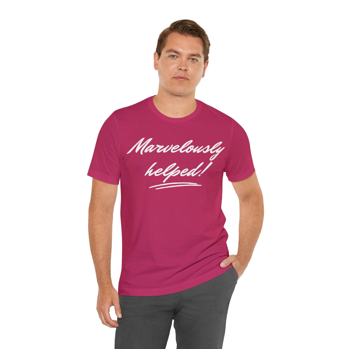 MARVELOUSLY HELPED Unisex Jersey Short Sleeve Tee