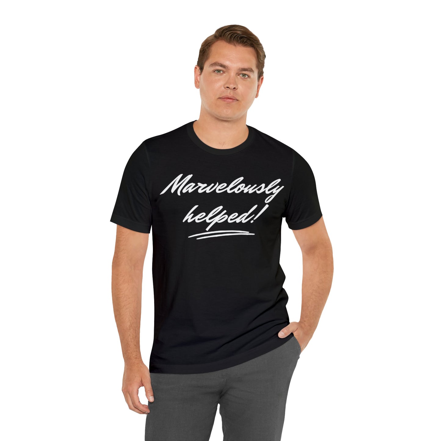 MARVELOUSLY HELPED Unisex Jersey Short Sleeve Tee