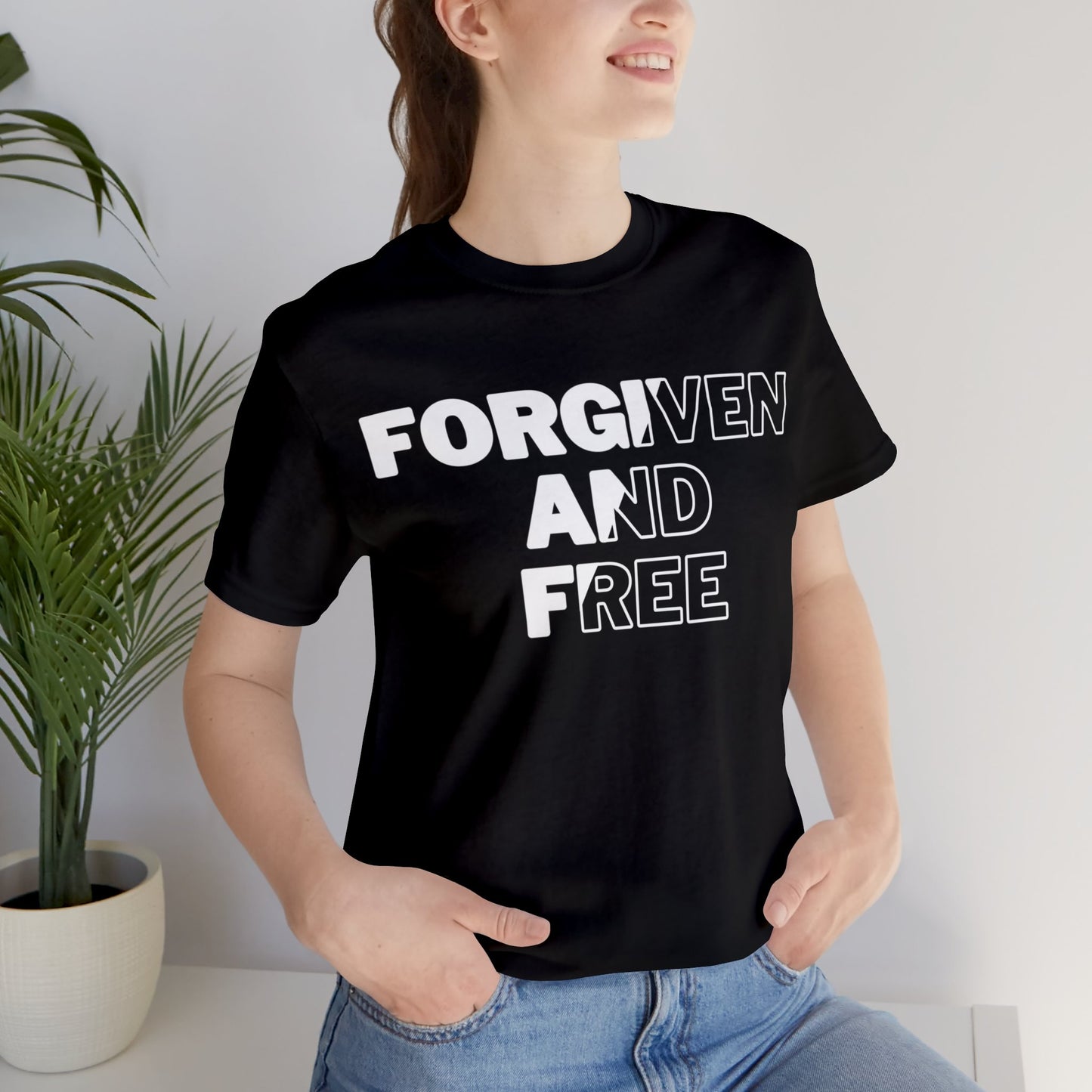 FORGIVEN AND FREE Unisex Jersey Short Sleeve Tee